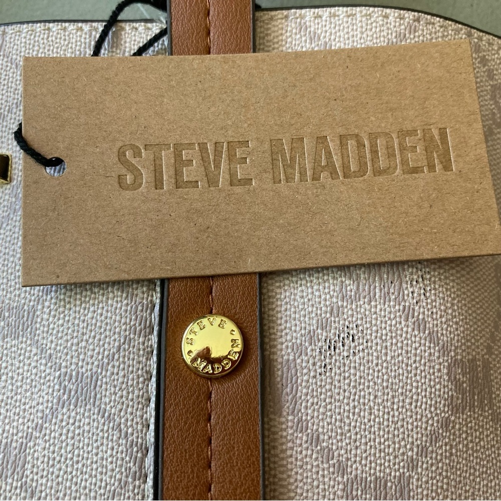 Steve Madden Tote Purse with Crossbody Bag 2pc Set | Cream Beige Logo | NWT - Picture 8 of 9